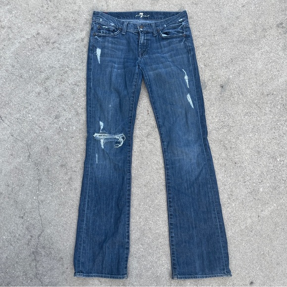 7 for ALL MANKIND Distressed Denim Bootcut Jeans Women's 28 Y2K inspired - Picture 12 of 13